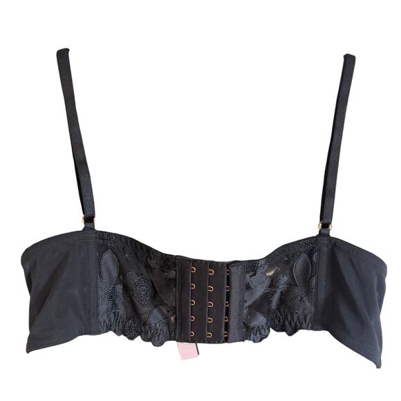Victoria’s Secret Black Lace Bralette XL Floral Mesh Sheer Lingerie New - Picture 3 of 8